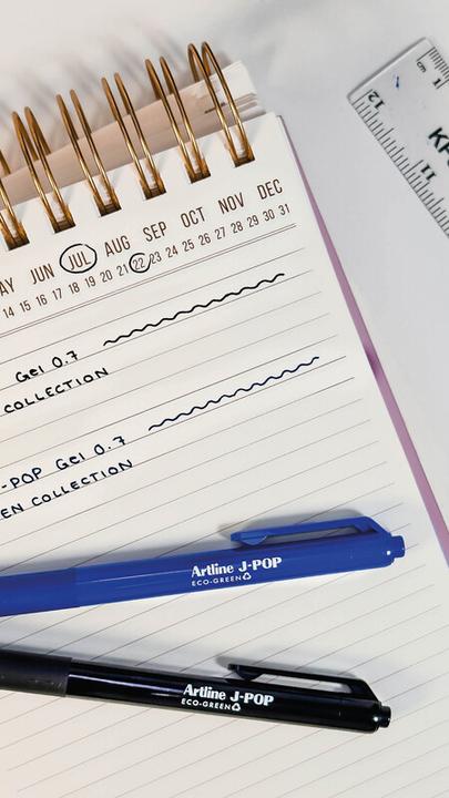 Actual product image Artline J-POP Gel Pen ECO-GREEN 0.7 2 Blue 2 Black (4) (Black, Blue, 4x)