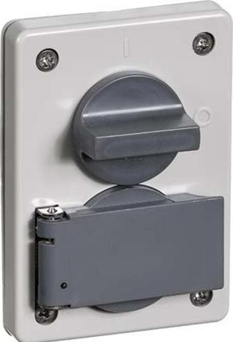 Actual product image LK Rotary switch IP44 Socket outlet with 2-pole switch 2-pole with earth light grey