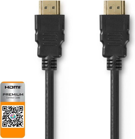 Produktbild Nedis Ultrahochgeschwindigkeits-HDMI-Kabel mit Ethernet, 1m, vergoldet (Schwarz) unterst&uumltzt: 8K bei 6 (1 m, HDMI)