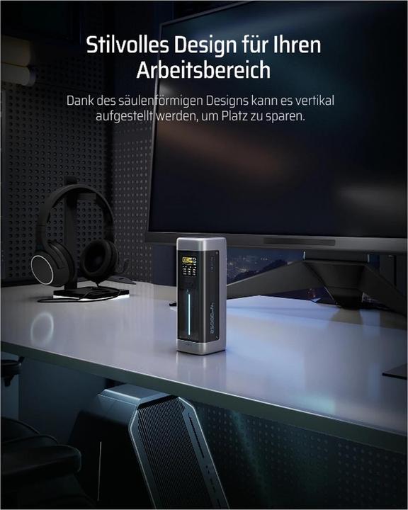 Immagine prodotto Cuktech Powerbank CUK00P23GLBK 210W 25000mAh Power Bank 2 x USB-C 1 x USB-A - schwarz (25000 mAh, 210 W)