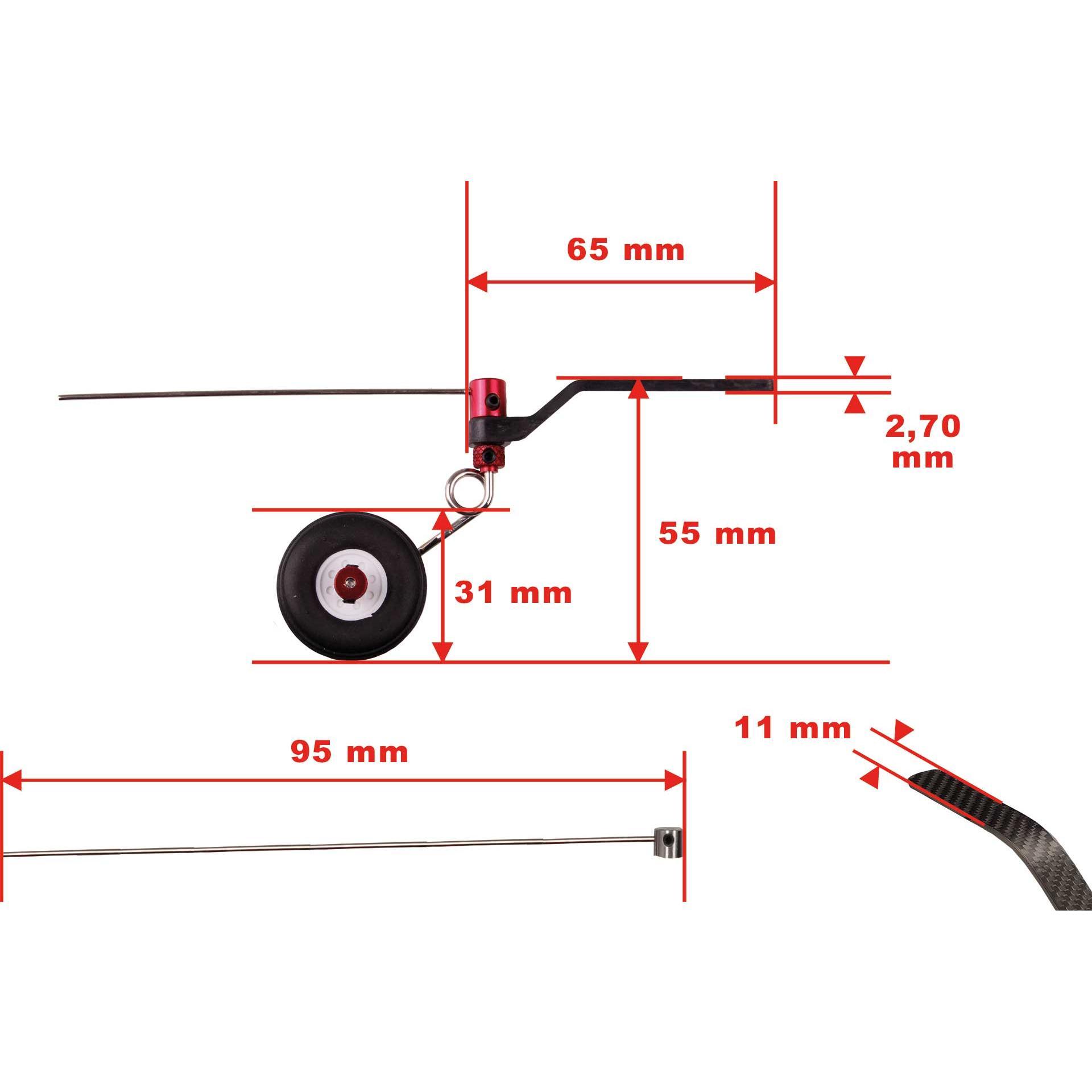 Thumbnail - Kuza Heckfahrwerk 90-120e Carbon V2 mit Rad ca. 31mm lenkbar
