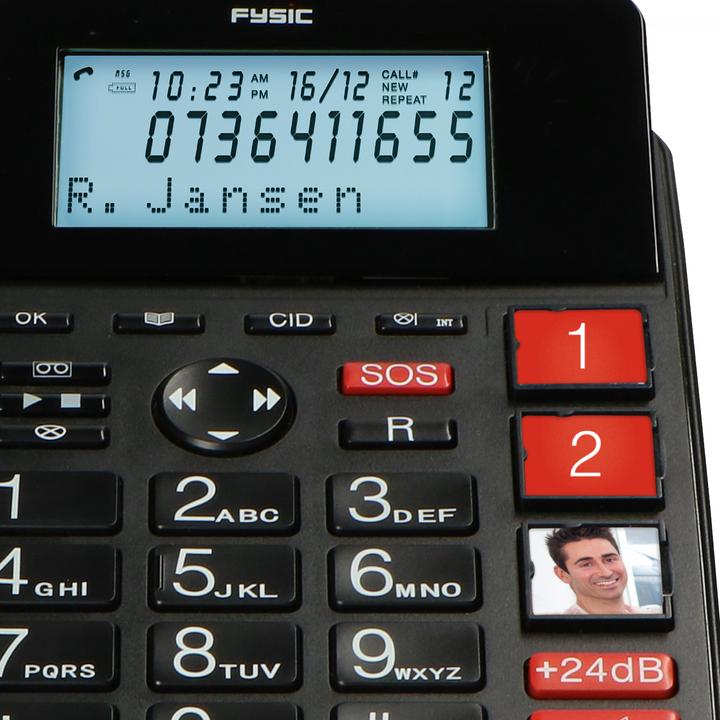 Image du produit Fysic FX3960 - Téléphone avec répondeur et bouton de panique SOS, noir