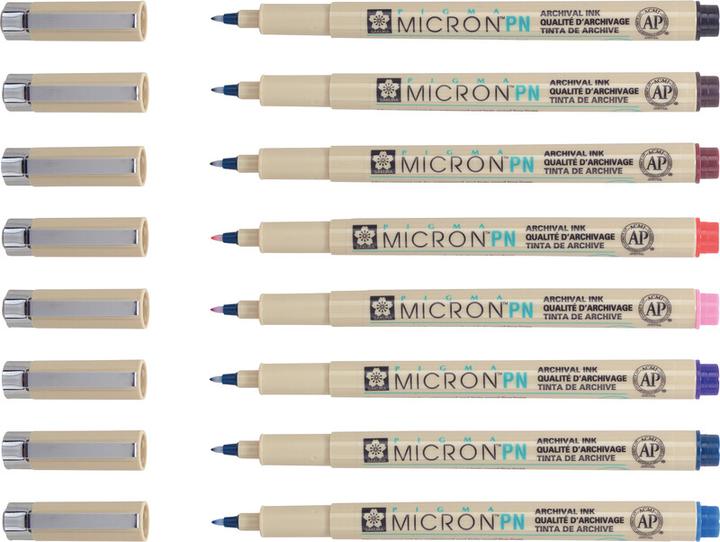 Actual product image Sakura Pigma Micron PN Everyday Pen Set of 8 coloured (Multicolor, 8 x)