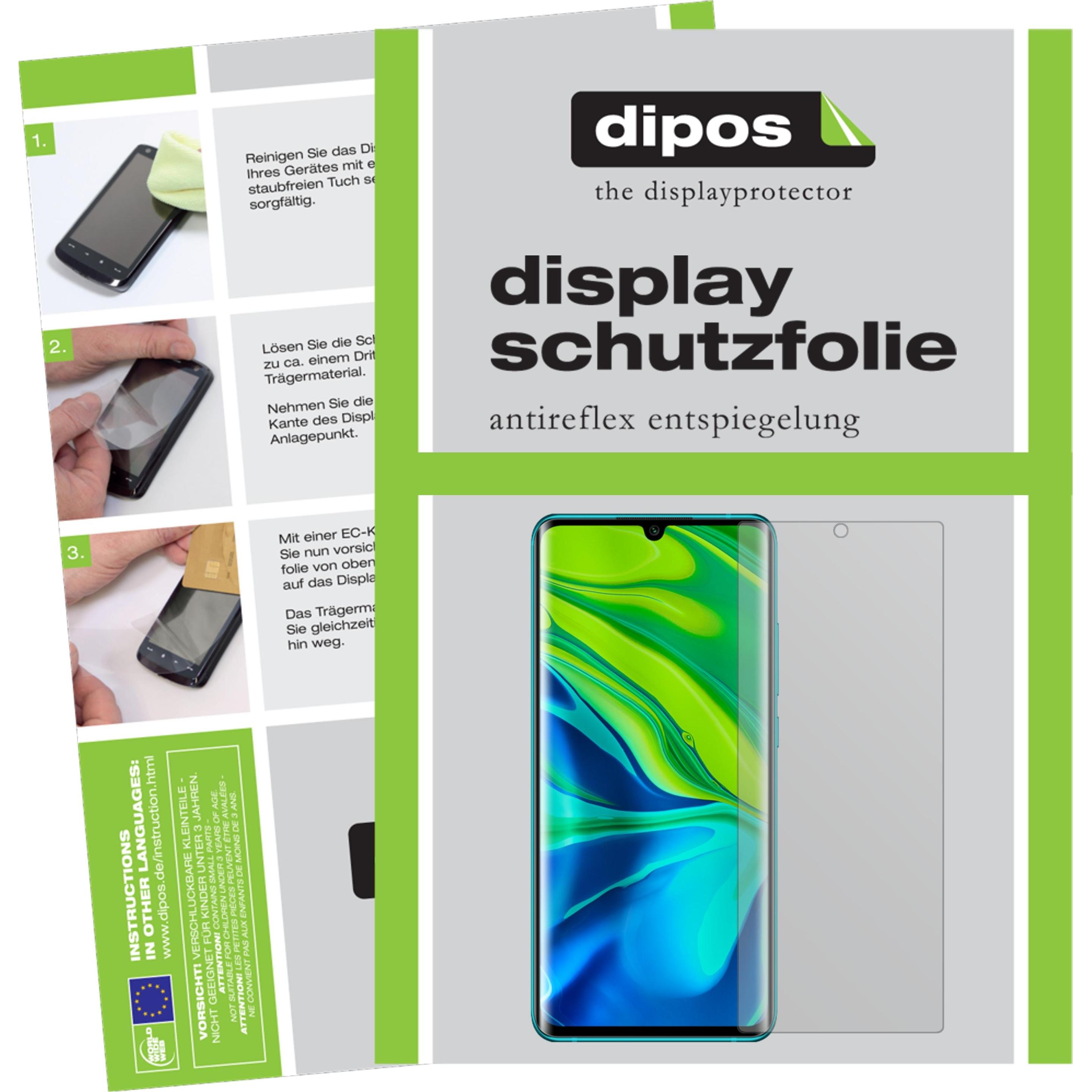 Dipos Displayschutzfolie Antireflex (2 Stück, Xiaomi Mi Note 10), Smartphone Schutzfolie, Transparent