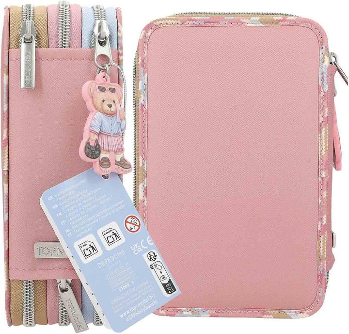 Productafbeelding Magni Depesche TOPModel etui TEAM TEDDY 3 vaks gevuld roze teddy hanger