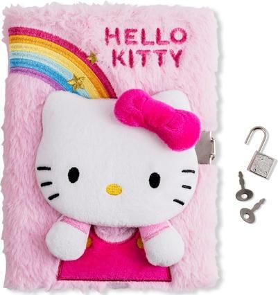 Produktbild Kids Euroswan Hello Kitty Girls 3D Geheimes Tagebuch mit Schloss A5 liniertes Plüsch Notizbuch für die Schule (A5, Liniert, Weicher Einband)