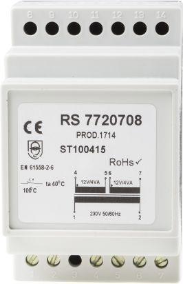 Produktbild RS PRO Din Rail Transformer 230V 2x12V 8VA