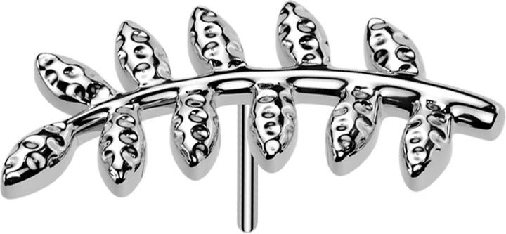 Actual product image Star Piercing Threadless Blatt mit Struktur silber (without brass, Titanium)