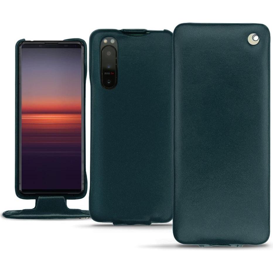 Noreve Lederschutzhülle vertikal (Sony Xperia 5 II), Smartphone Hülle, Blau