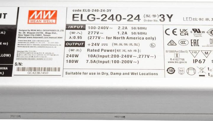 Produktbild MeanWell LED Treiber 240 W, CV+CC 24 V / 10 A