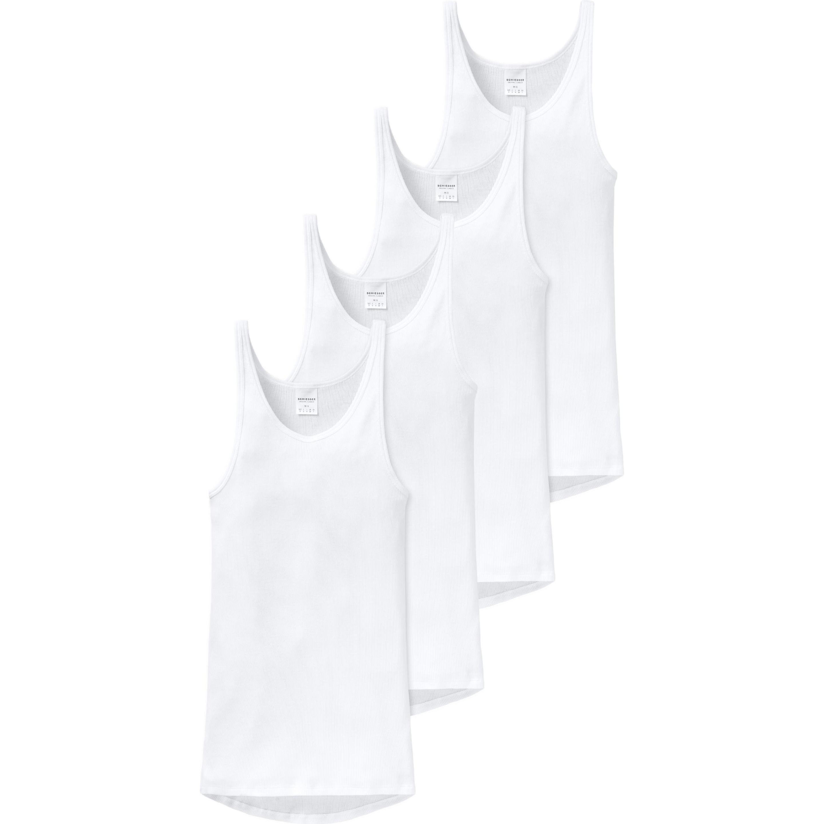 Schiesser, Herren, Shirt, 4er Pack Original Classics Doppelripp Unterhemd, Weiss, (XL)