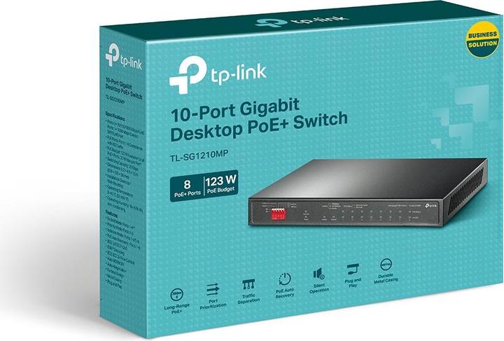 Actual product image TP-Link 10-Port Gigabit Desktop Switch mit 8-Port PoE+ (10 ports)
