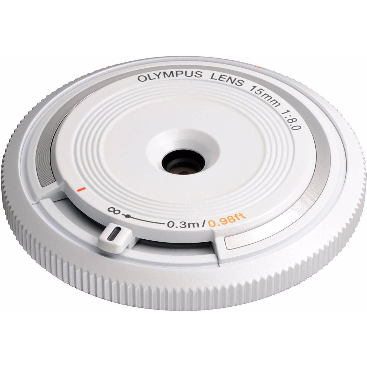 Olympus BCL-1580 15mm f/8.0 (56 mm), Objektivdeckel, Weiss