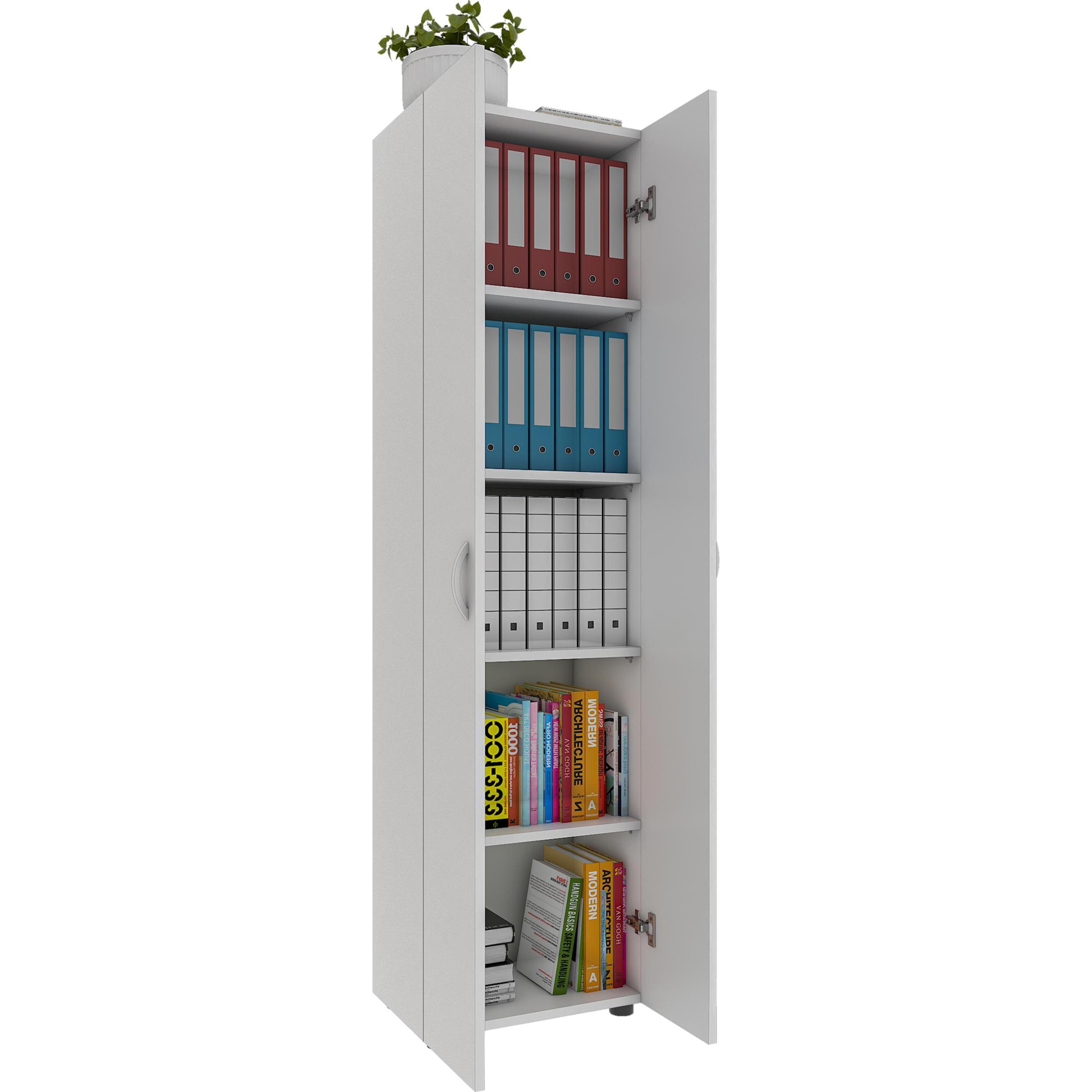 Thumbnail - VCM, Aktenschrank, Büroschrank Bücher Ordner Aktenschrank Büromöbel Schrank Ulas 5-fach Drehtüren (49 x 34 x 178 cm)