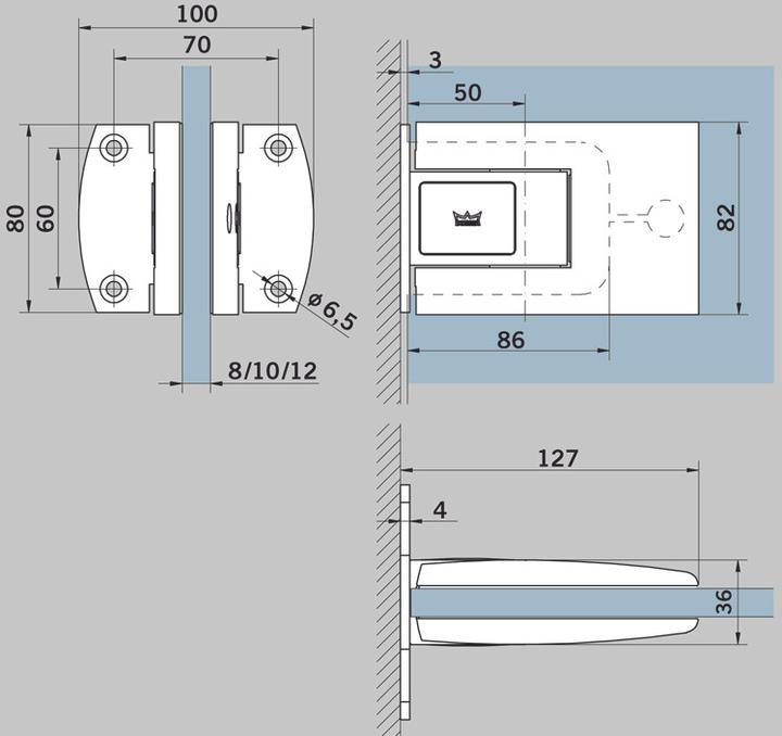 Image du produit Dormakaba Charnières DORMA TENSOR maçonnerie/châss
