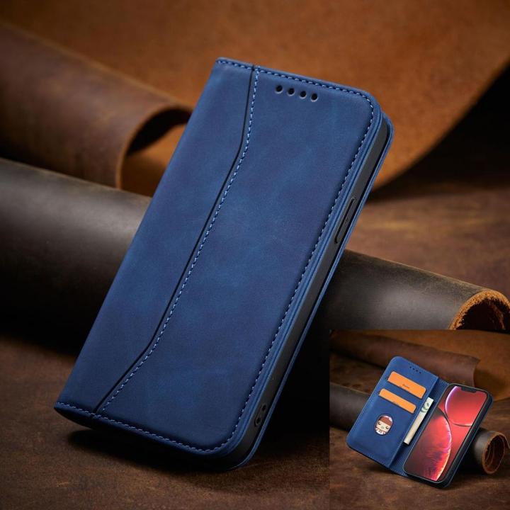 Actual product image Hurtel Magnet Fancy Case Case for iPhone 13 Pro Max Pouch Card Wallet Card Holder Blue (Apple iPhone 13 Pro Max)