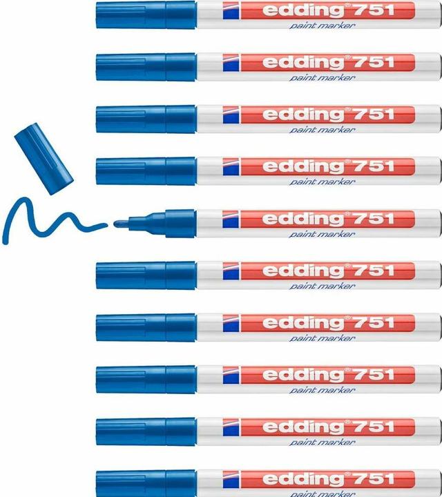Energie-Label Edding Dauermarker 751 Blau (10 Stück) (Blau, 1.20 mm, 10 x)
