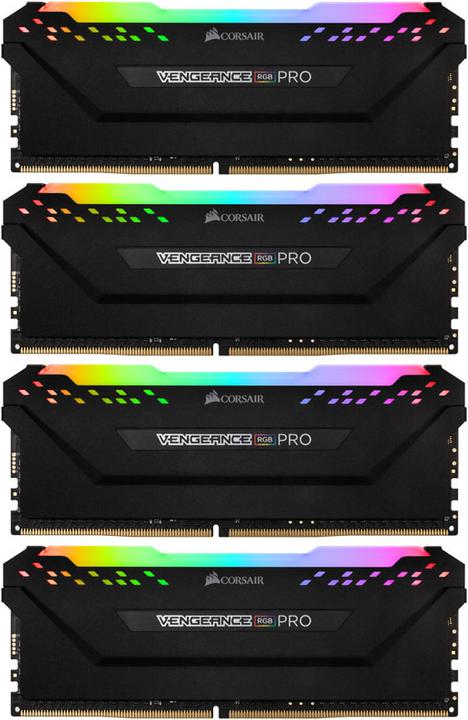 Produktbild Corsair Vengeance RGB Pro Series schwarz, DDR4-3200, CL14 - 32 GB Quad-Kit (4 x 8GB, 3200 MHz, DDR4-RAM, DIMM)