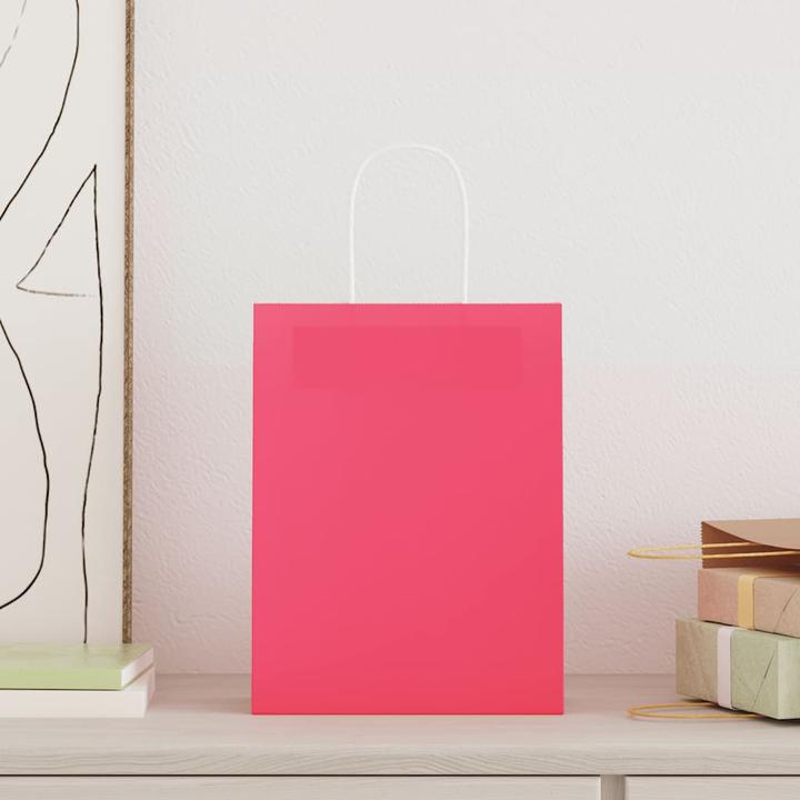 Image du produit VidaXL Sacs en papier kraft 50 pcs. avec anse Rose 22x11x28 cm Sac en papier (Coffret cadeau, 50 x)