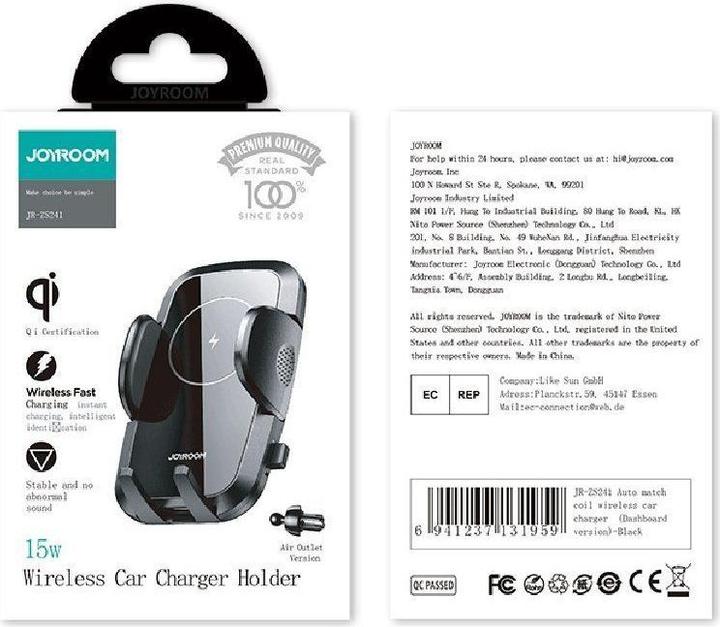 Actual product image Joyroom JR-ZS241 Wireless car charger holder (air vent version)-black