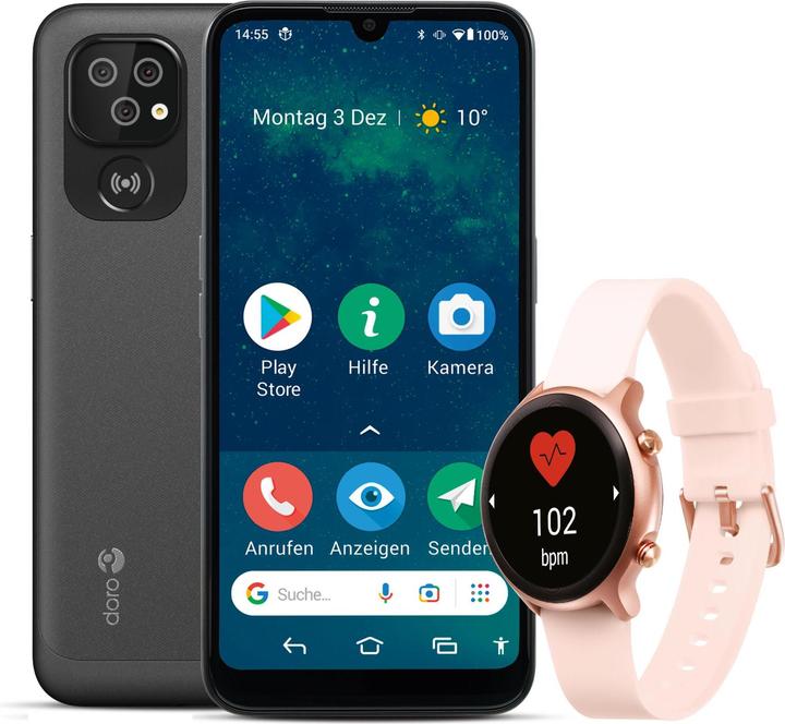 Actual product image Doro 8100 + Watch Bundle (32 GB, Pink gold, Rose, Grey, 6", SIM + eSIM, 4G)