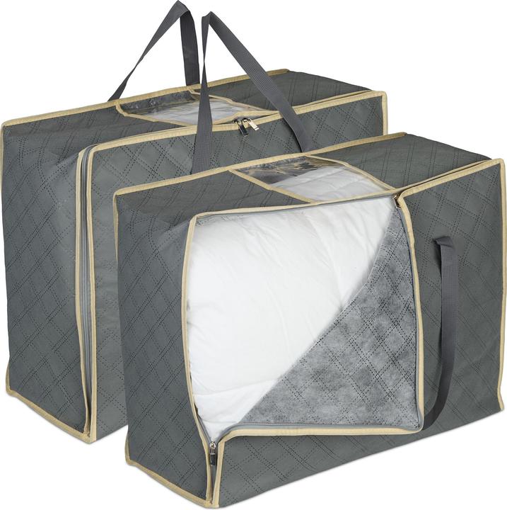 Relaxdays 2x Bettdecken-Aufbewahrungstasche (60 x 44 x 25 cm)