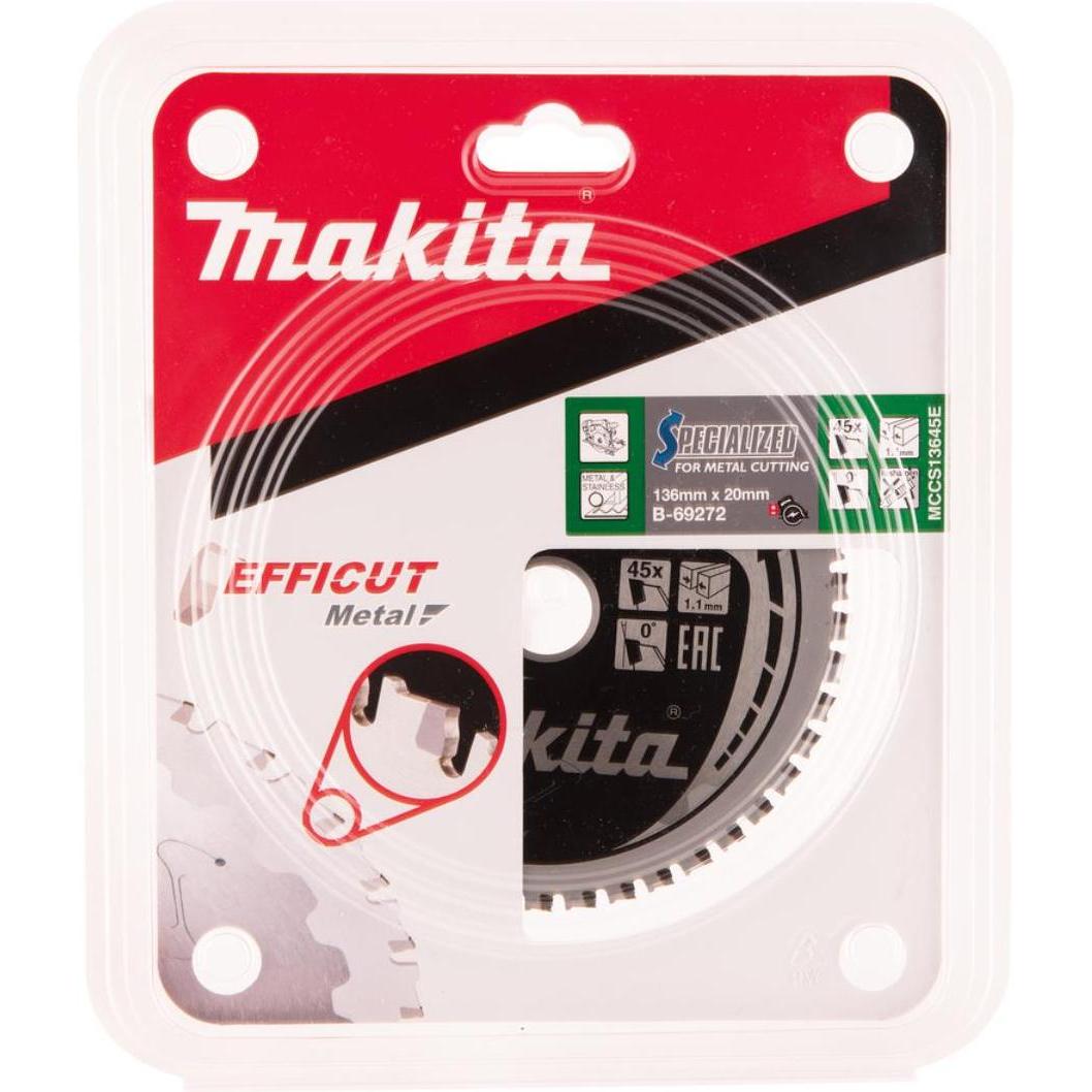 Thumbnail - Makita, Sägeblatt, B-69272 TCT Säge 136X1.1X20mm 0° T45 EFFICUT METALL