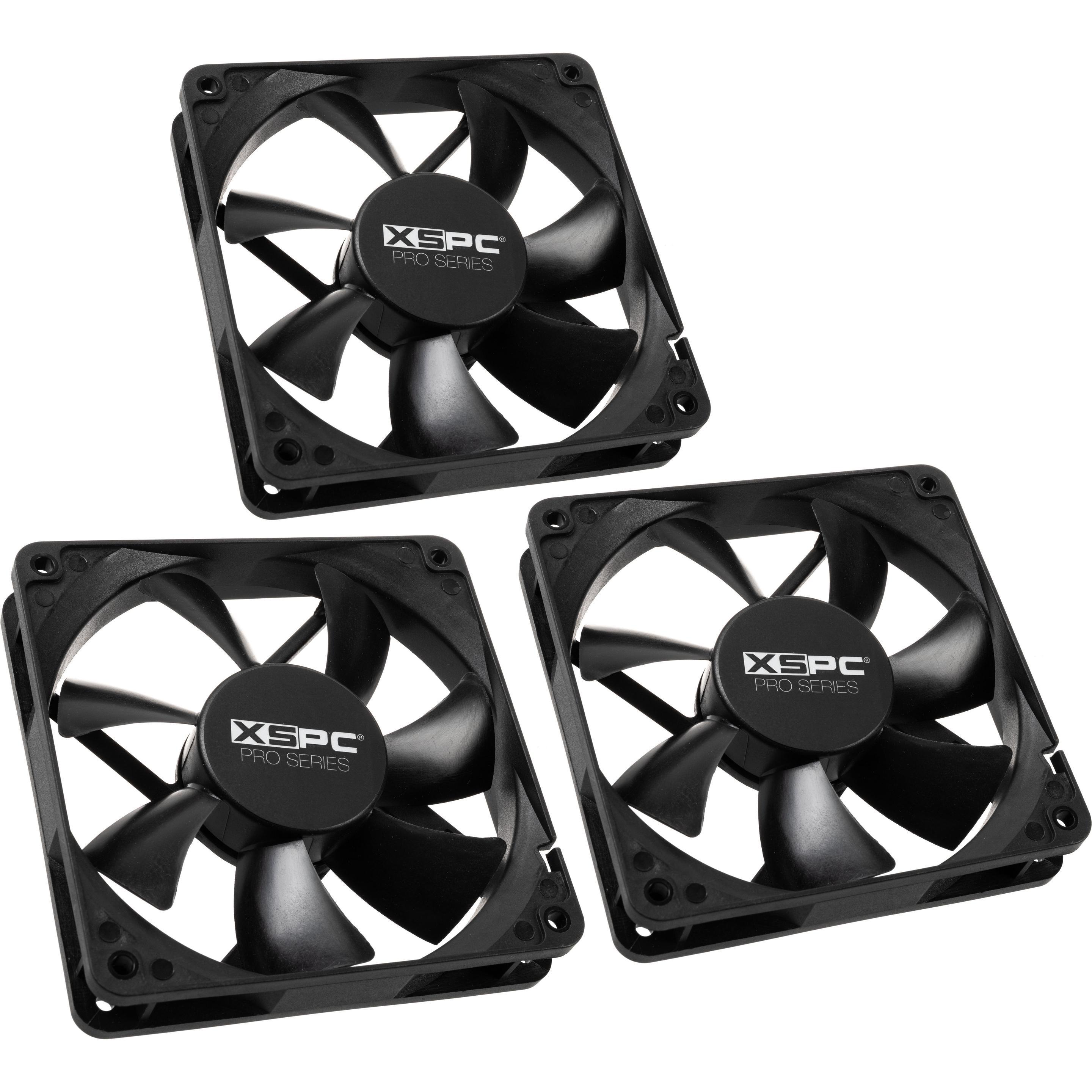 XSPC Pro Series 120mm Lüfter - 3-Pin, 1650U/min (3er Pack) (120 mm), PC Lüfter, Schwarz