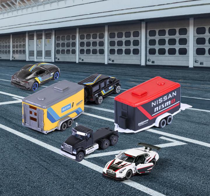 Produktbild Majorette Racing Deluxe Trailer, 4-sort.