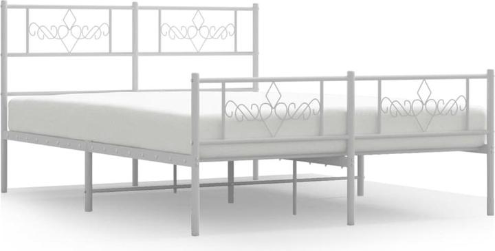 Produktbild vidaXL Bettgestell Kopfteil Fussteil Metallbett Bett Doppelbett Weiss 120x190cm (120 x 190 cm)