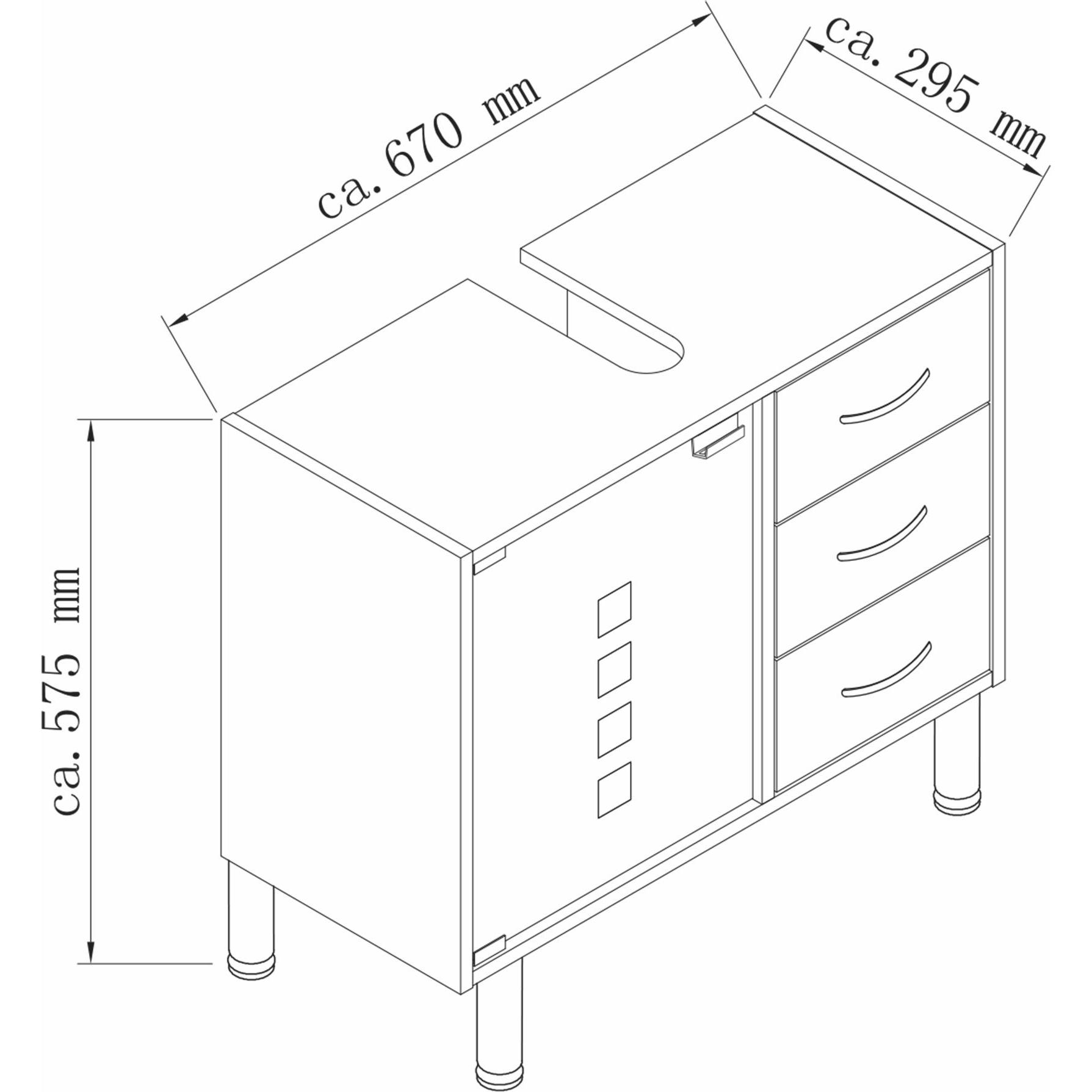 Thumbnail - VCM, Waschbeckenunterschrank, Darola (67 x 30 x 58 cm)