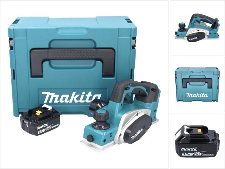 Produktbild Makita DKP 180 F1J Akku Hobel 18 V 82 mm + 1x Akku 3,0 Ah + Makpac - ohne Ladegerät