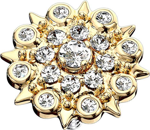 Produktbild Star Piercing Dermal Anchor 14k vergoldet Vintage Blume (Messing, Chirurgenstahl 316L)