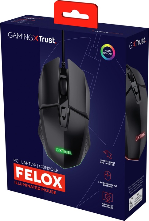 Produktbild Trust Gxt109 Felox Gaming Mouse Black (Kabelgebunden)