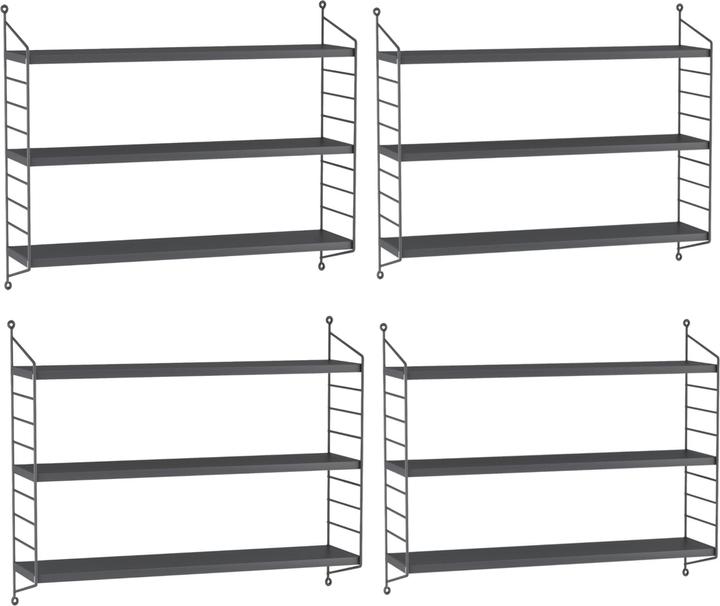 Nährwerte und Zutaten En.Casa Modulares Wandregal Strängnäs 4er Set Dunkelgrau (60 x 15 x 19 cm)