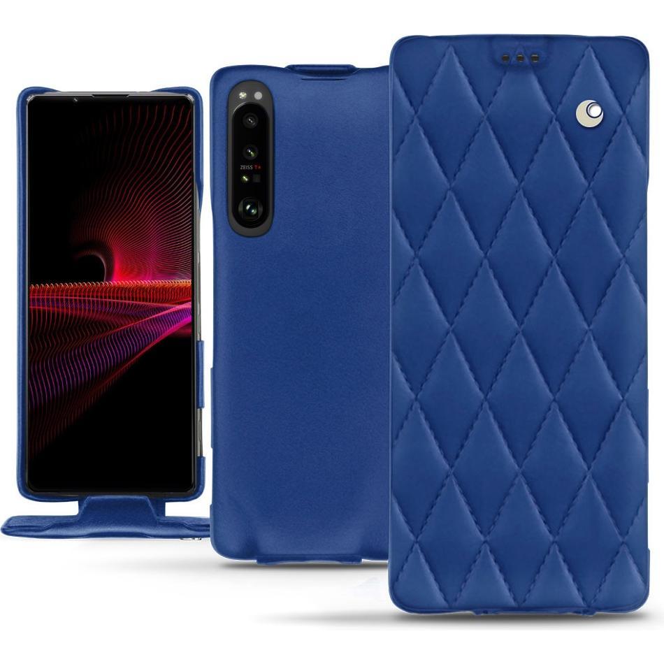 Noreve Lederschutzhülle vertikal (Sony Xperia 1 III), Smartphone Hülle, Blau