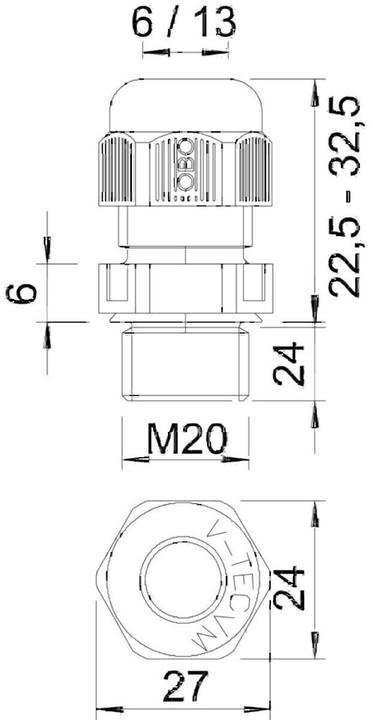 Produktbild OBO Bettermann Kabelverschraubung V-TEC VM lang M20 lichtgrau