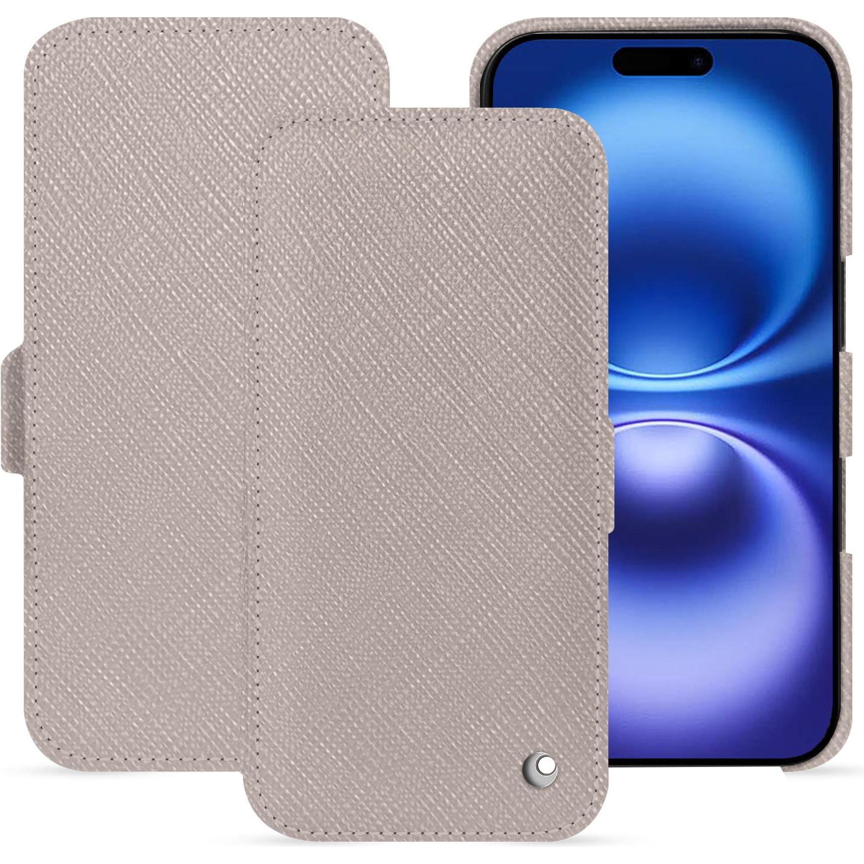 Noreve Lederschutzhülle horizontal (Apple iPhone 16), Smartphone Hülle, Beige