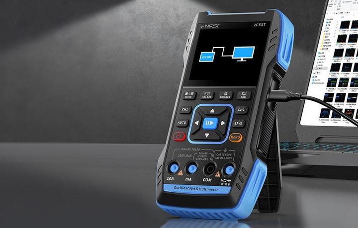 Actual product image Fnirsi 2C53T portable 3in1 oscilloscope multimeter signal generator (CAT II 300V)