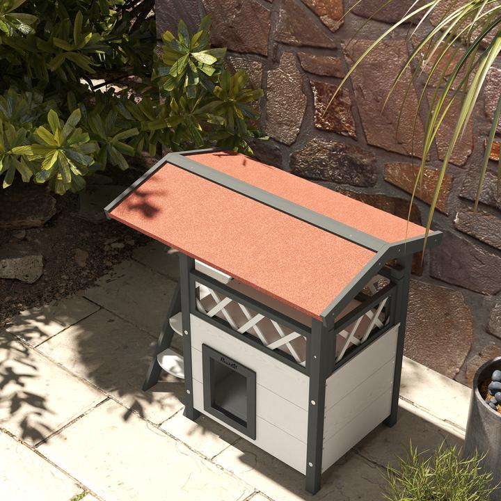 Actual product image PawHut Cat house with stairs and roof (Cat)