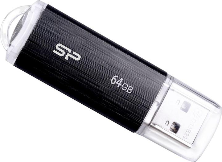 Actual product image Silicon Power USB flash drive 64GB USB2.0 U02 Plastic Black (64 GB, USB-A)