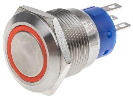 Actual product image RS PRO 19mm,stainless,DPDT,Ring,mom,Rd,24V