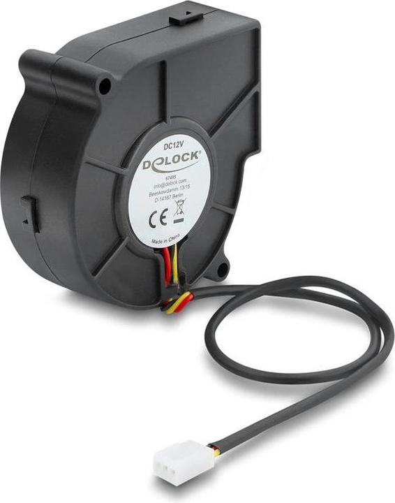 Produktbild Delock Radiallüfter / Lüftergebläse 12 V DC 75 x 75 x 30 mm mit 3-Pin Lüfteranschluss, schwarz (75 mm)