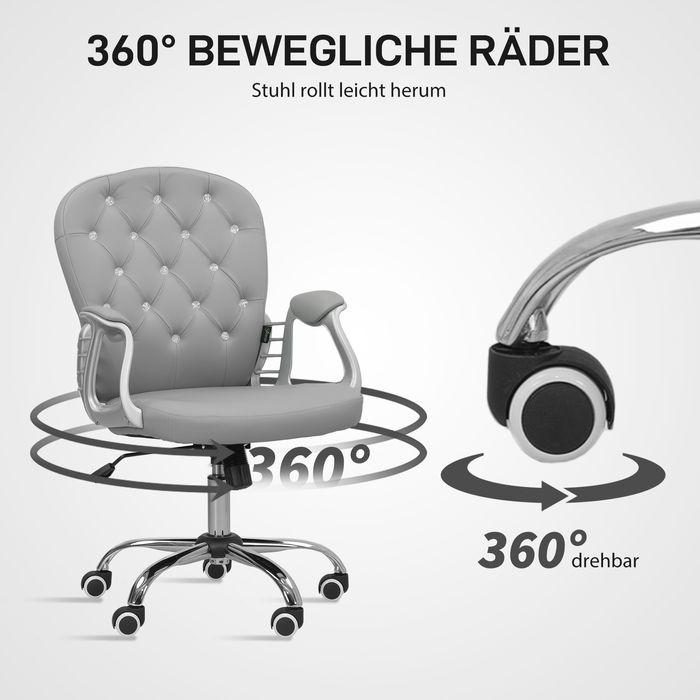 Image du produit Swisshandel24 Bürostuhl, Ergonomisch Schreibtischstuhl mit Armlehne, Gepolsterter Rückenlehne Hellgrau (49 - 58 cm)