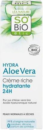Immagine prodotto So’Bio étic So'bio Etic Cosmebio Hydra Aloe Vera 24 Hours Rich Moisturizing Day Cream 50ml (50 ml, Crema da giorno)