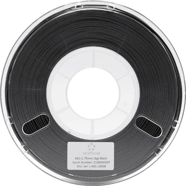 Immagine prodotto Renkforce RF-4738584 Filamento ABS 1,75 mm 1000 g Nero 1 pz. (ABS, 1.75 mm, 1000 g, Nero)