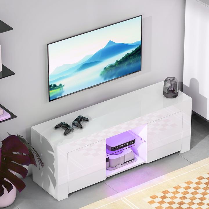 Produktbild Homcom TV Schrank Spanplatte, Glas Weiss (34 x 34 x 45 cm)