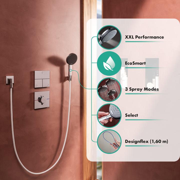 Productafbeelding hansgrohe Raindance Alive Select S Doucheset mit EcoSmart, 3 Strahlarten und PowderRain