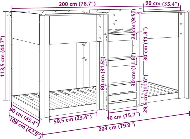 Produktbild vidaXL Etagenbett (90 x 200 cm)