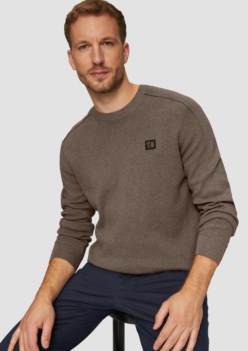 Produktbild s.Oliver Strickpullover Strickpullover mit Nahtdetails und Logo (S)